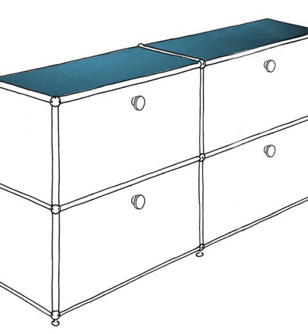 Leather on Top Lederauflage auf USM Wandschrank Illustration