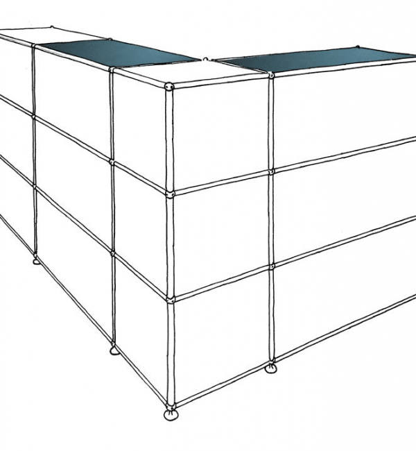 Leather on Top Lederauflage auf USM Eckschrank Illustratio